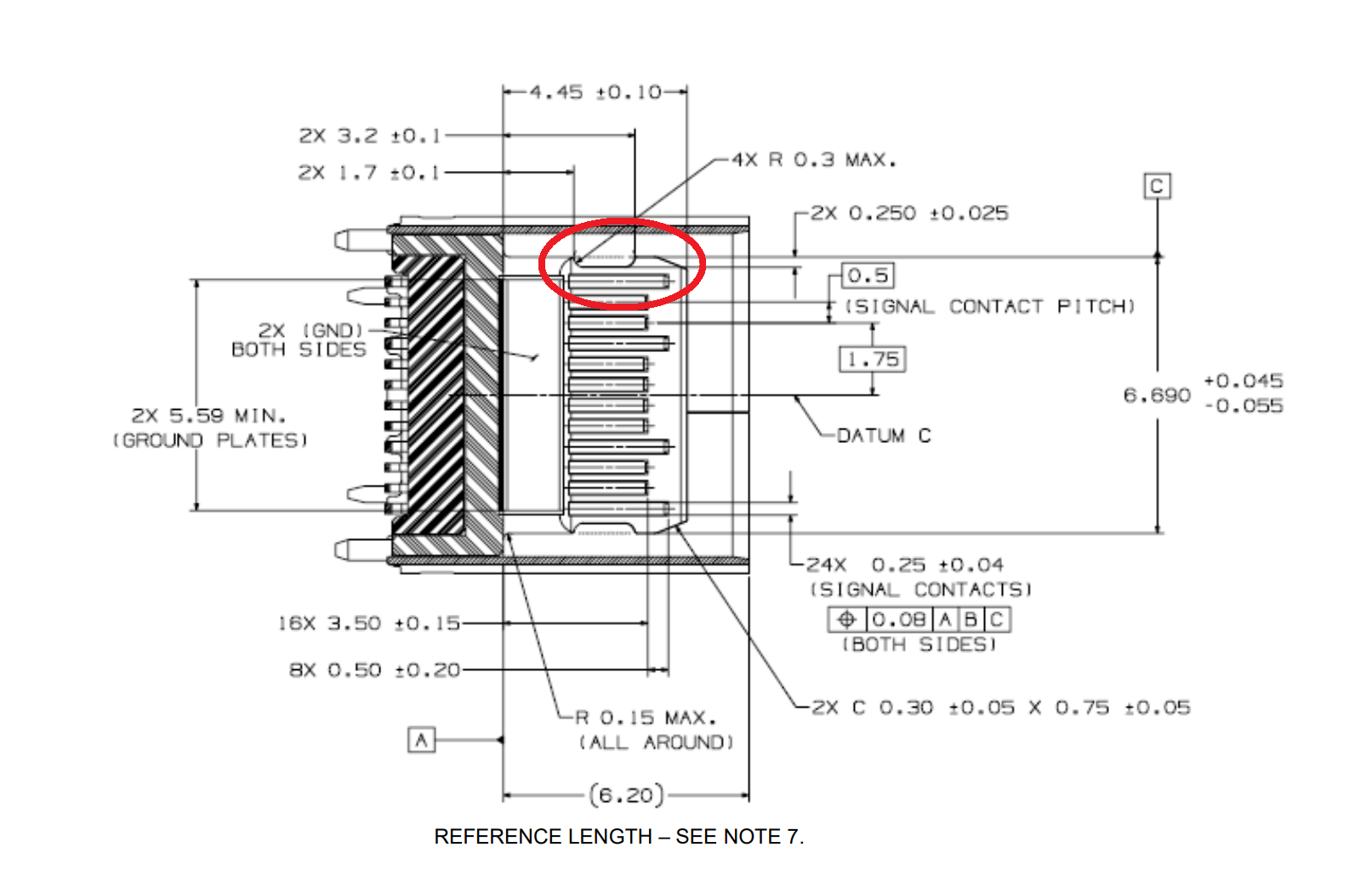 USB-C connector hook is only 0.25mm wide