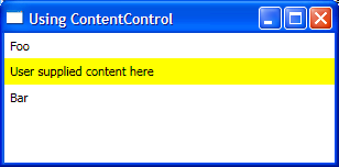 Screenshot of using ContentControl